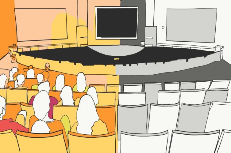 Aule universitarie dimezzate