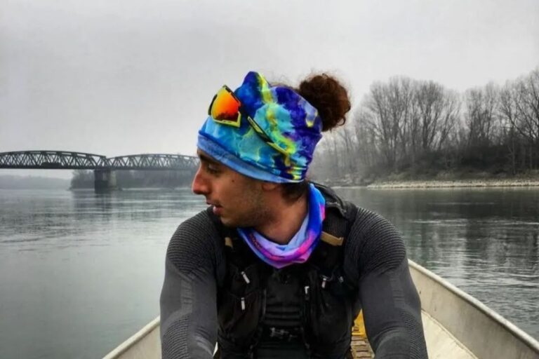 Gabriele Gregori in allenamento sul Po